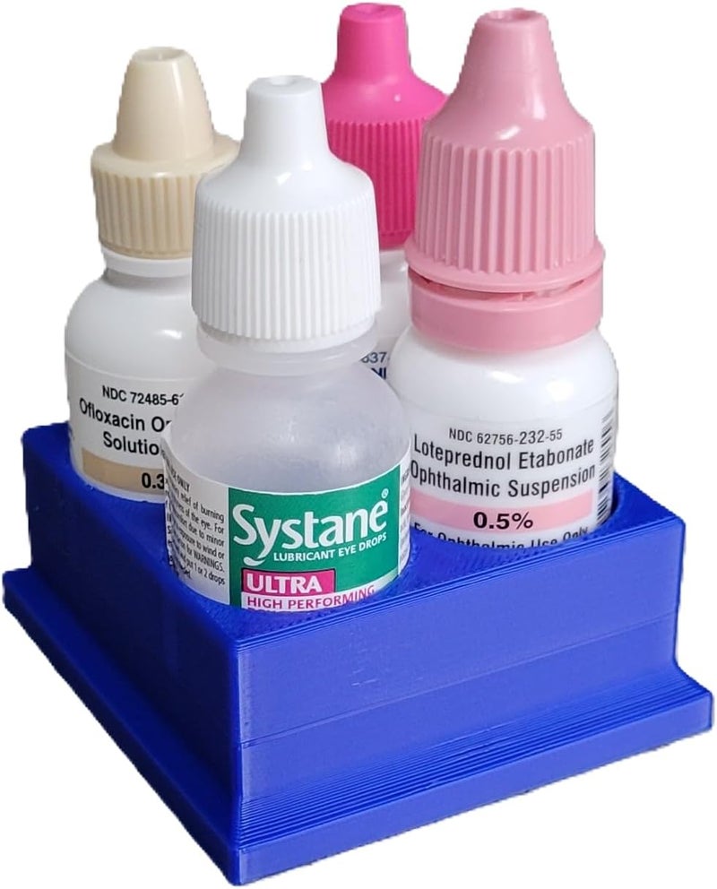 Znet3D Eye Drop Bottles Organizer & Storage – 4-Slot Holder (Blue) - Image 1